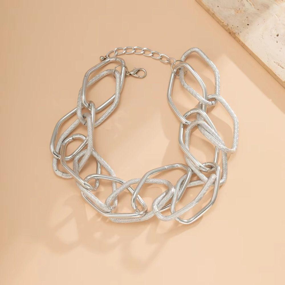 Geometry Long Chain Necklace Exaggerated Basic Choker on The Neck Fashion Jewelry  Women Men