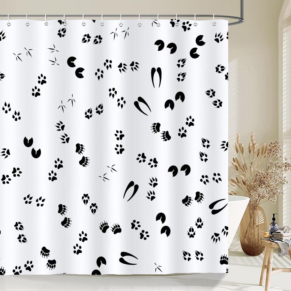 Black And White Modern Simple Shower Curtain Home Bathroom Decoration Printing Polyester Fabric Bath Curtains With Hooks