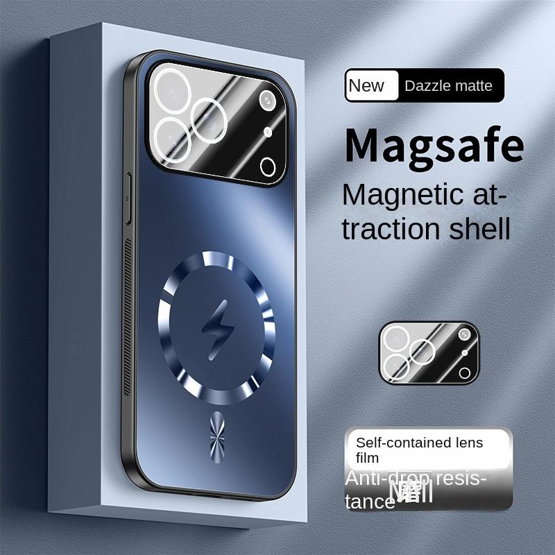 For iPhone 17 Pro Max 17 17Pro Tempered Glass Matte Magnetic For Magsafe Wireless Charging Case  Shockproof Soft Hard Cover