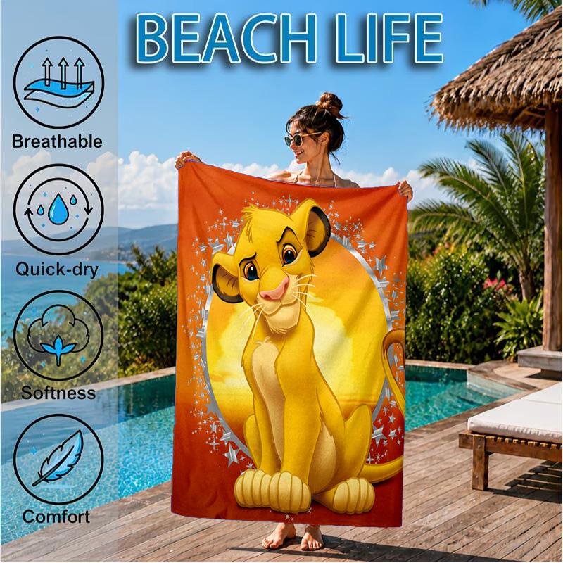 Lion king Artwork Printed Microfiber Beach Towel, Soft And Absorbent, Quick-Dry, Ideal for Summer Travel, Beach Essential, Swimming Pool