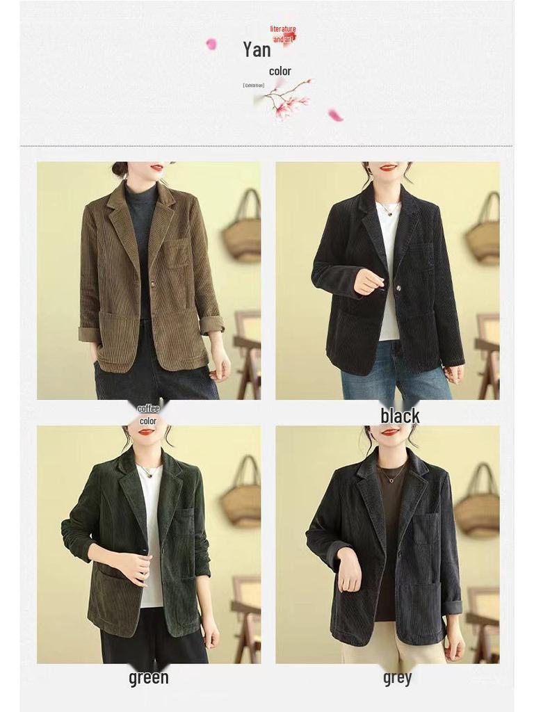 2026 Women's Solid Color Corduroy Cotton Jacket