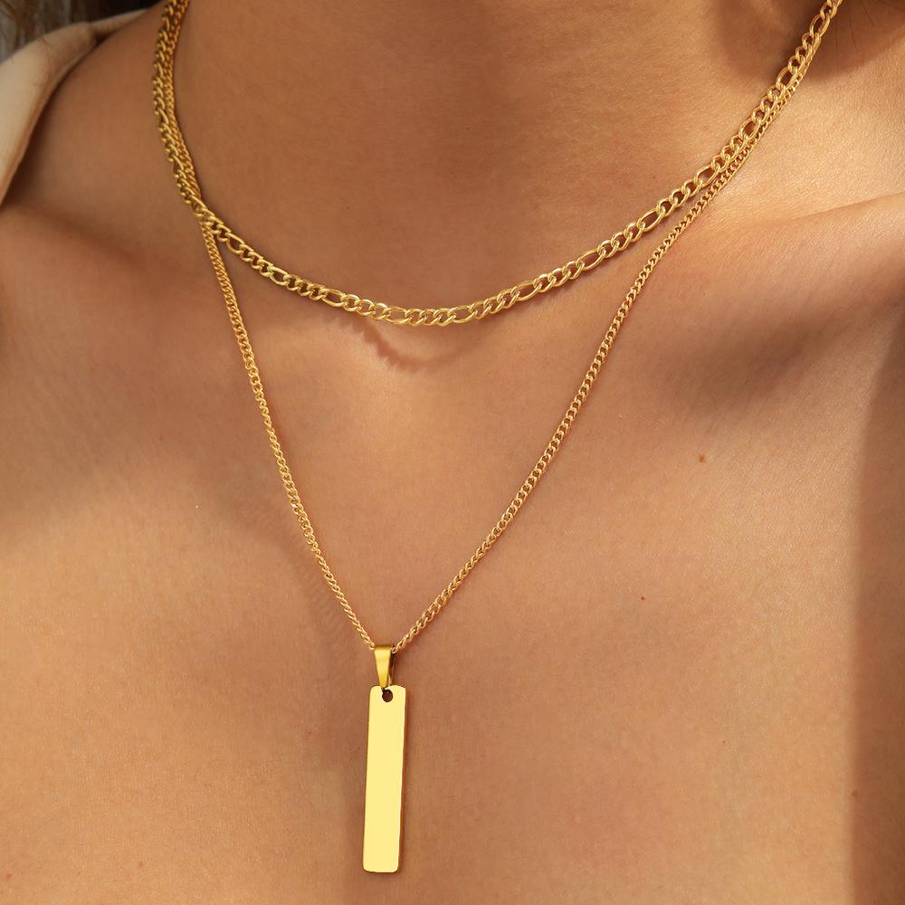 Stainless Steel Necklaces Fashionable Atmosphere Double Chain Pendant Necklaces For Women Zircon Suitable For Daily Wear Gifts