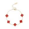 18K Gold Plated Four-Leaf Clover Bracelet with Mother-of-Pearl, Titanium Steel Jewelry Piece, Double-Sided Smooth Surface