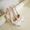 All Match Elegant 6cm 8cm 10cm Spitzschuh Slingback Stilettos Sandalen 2025 Sommer Damen Hochzeitsschuhe Hohe Absätze Model Party