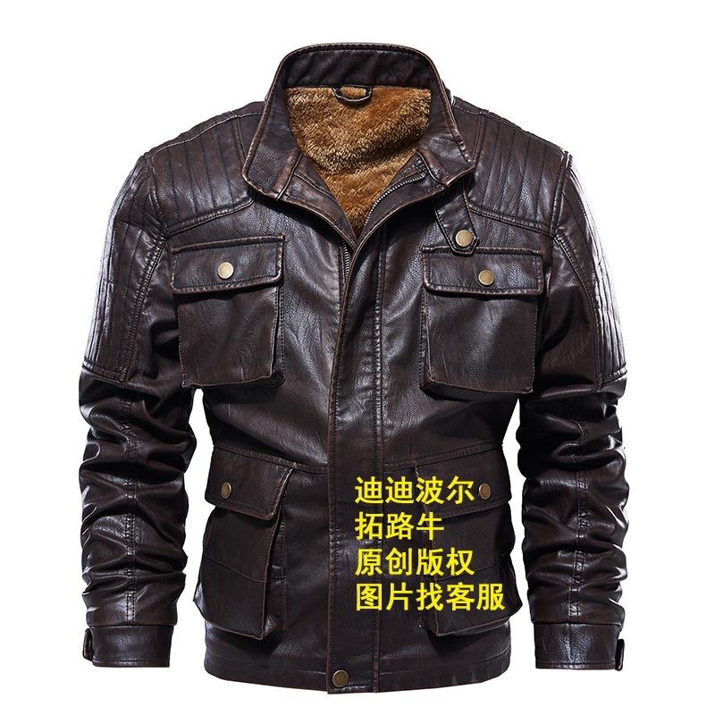 New winter PU men's leather jacket washed retro men's leather jacket