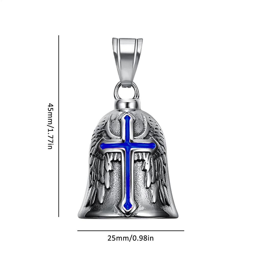Retro Punk Style Men's Lucky Bell Angel Wing Knight Bell Metal Pendant Motorcycle Riding Protector Bell Accessories Bell