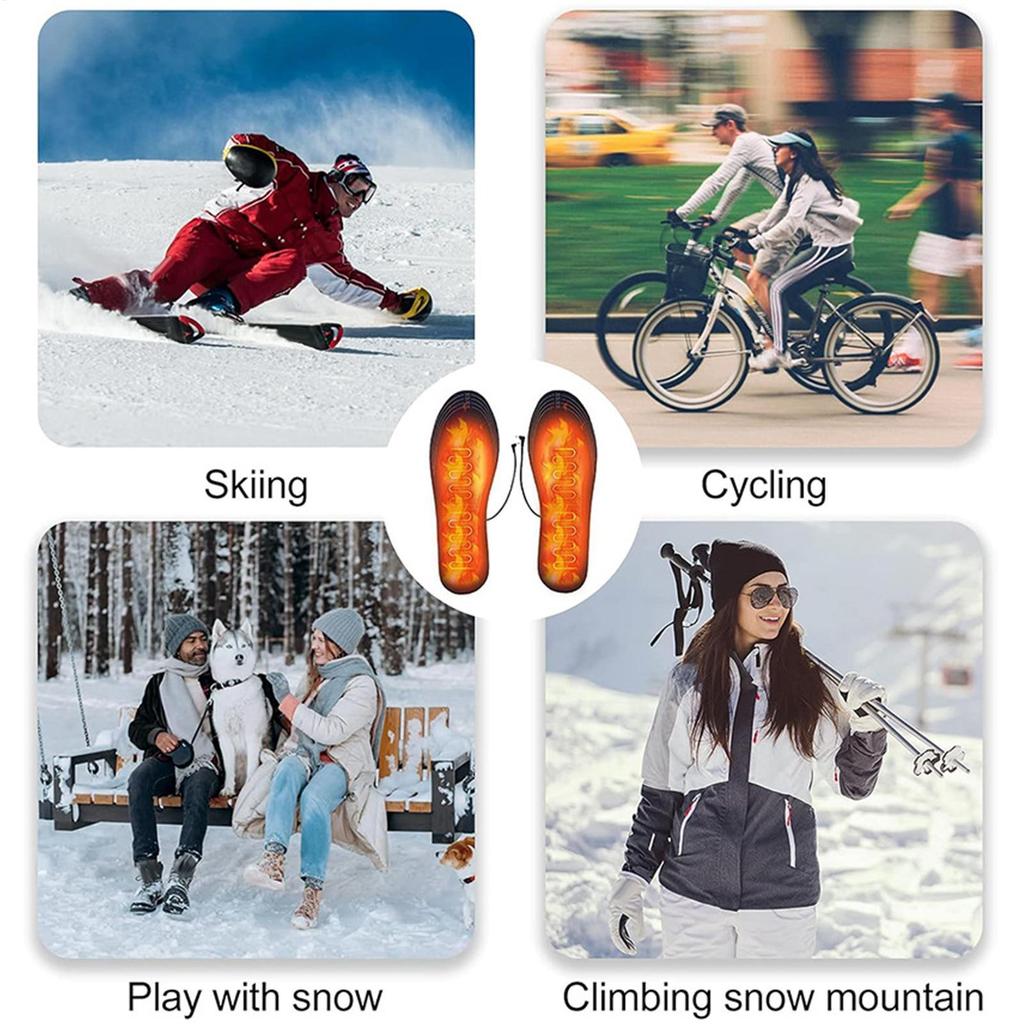 1Pair Electric Heated Insoles USB Heating Warm Sock Pad Mat Cuttable Electric Heated Insoles Winter Thermal Insole For Outdoor