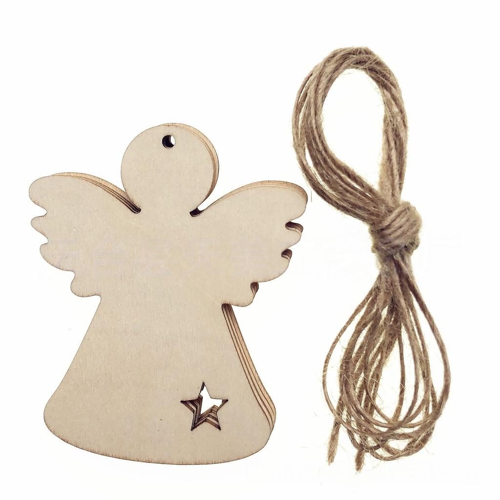 10PCS Wooden Christmas Ornaments Wood Slices DIY Blank Hanging Ornaments Kit for Crafts Centerpieces Christmas Tree Decorations
