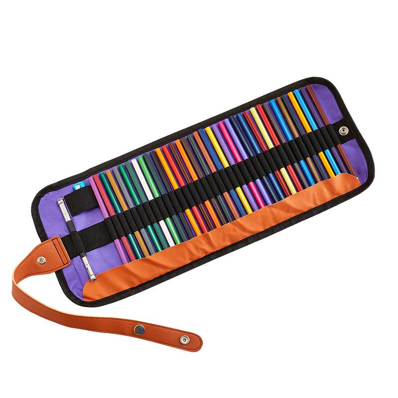 50 Colored Wooden Pencils In Roll-Up Case for Students and Artists
