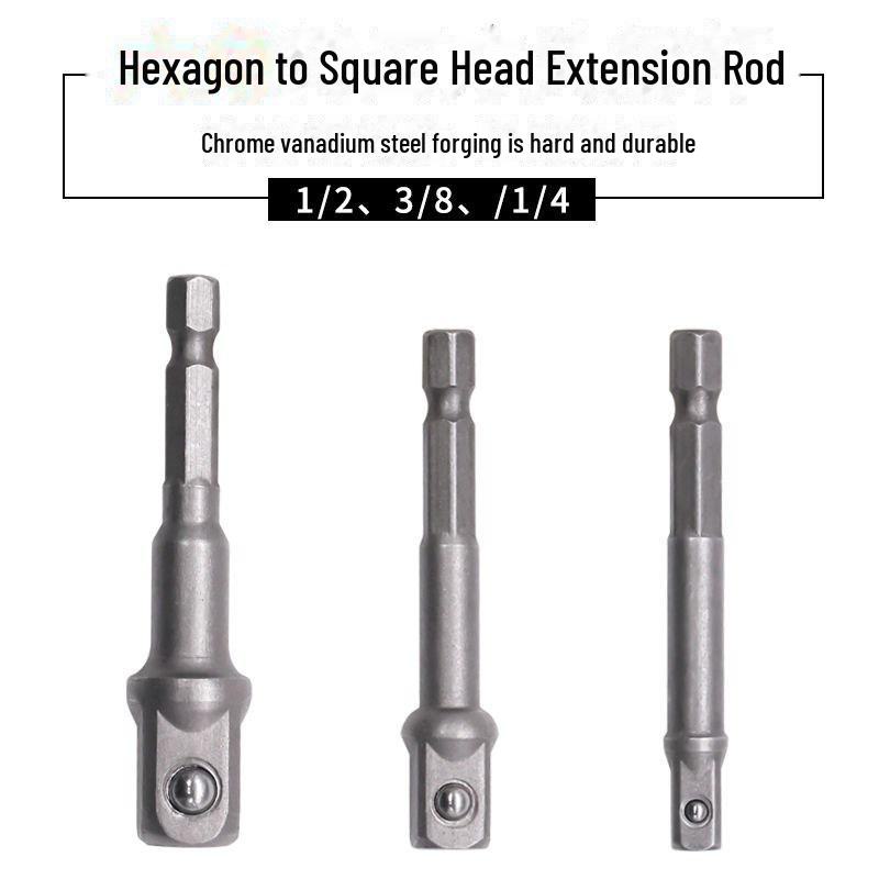 Hexagonal To Square Head Drill Adapter Rod Set - Large, Medium, Small Fly Conversion