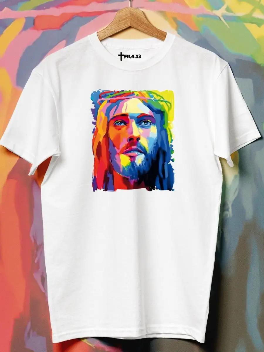 White unisex T-shirt with Christian print S