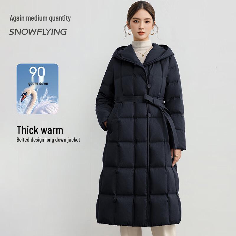 Snowflying Women's Goose Down Mid-Length Winter Puffer Jacket
