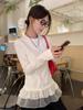 270g German Velvet Korean Lace Patchwork Round Neck Long Sleeve T-shirt - Slimming & Flattering Autumn/Winter Top
