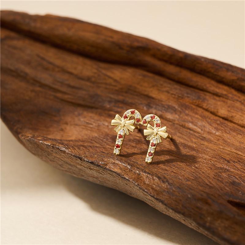 Arvaleff 925 Silver Christmas Candy Cane Earrings with 14K Gold Electroplating