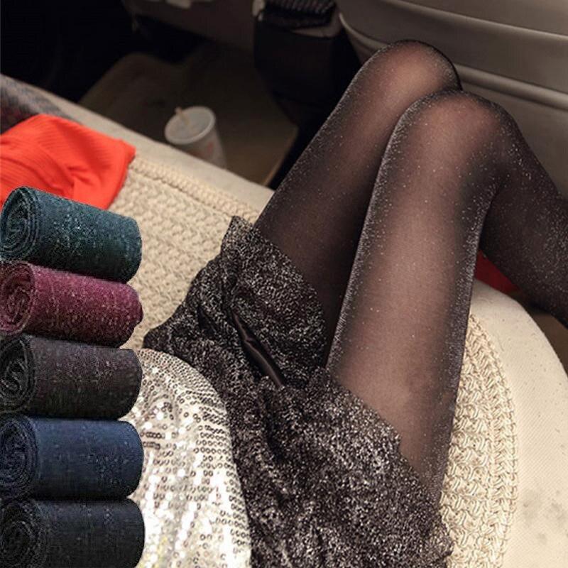 Sexy Women's Tights Female Hosiery Shiny Pantyhose Lingerie Anti Hook Fashion Summer Thin Transparent Glitter Tight Stockings