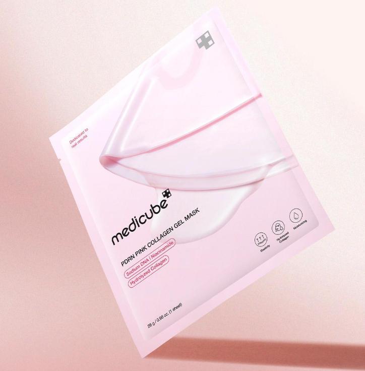 MEDICUBE PDRN Pink Kollagen Gel Maskenpackung 4 Stück - Feuchtigkeitsspendend & Straffend Koreanische Hautpflege