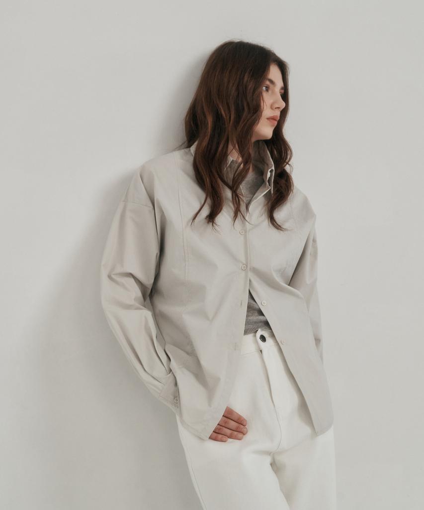 LOSSYROW Back Button Detail Shirt Light Gray