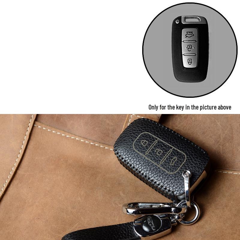 Hyundai Smart Key Cowhide Lanyard Case for Sonata, IX35, Tucson, Elantra, Yuedong, Santa Fe