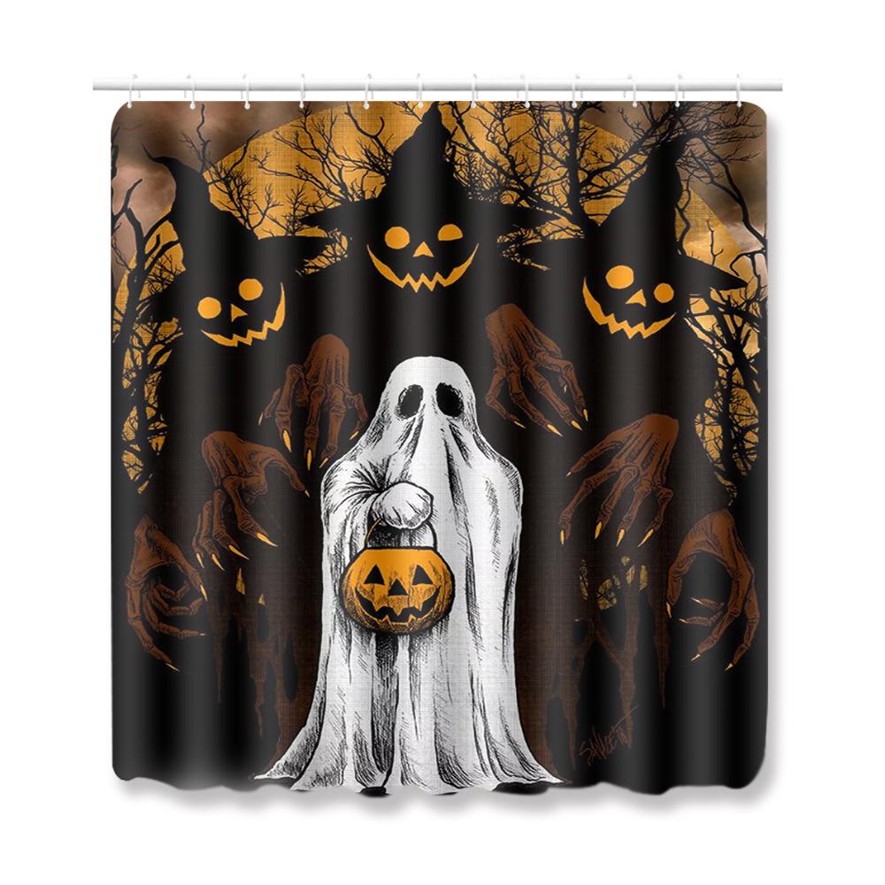 Halloween Bathroom Four-Piece Combination Set Bedroom Non-Slip Carpet Floor Mat Door Mat
