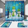 Christmas Snowman 4-Piece Shower Curtain Set with High-Definition Digital Print and Waterproof, Drill-Free Installation