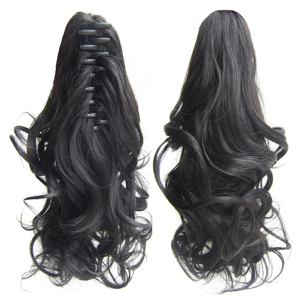 Langes Haar, Dutt, Perücke, Pferdeschwanz, matt, Hochtemperatur-Seidenfaser, Krallenklammer, 43,2 cm