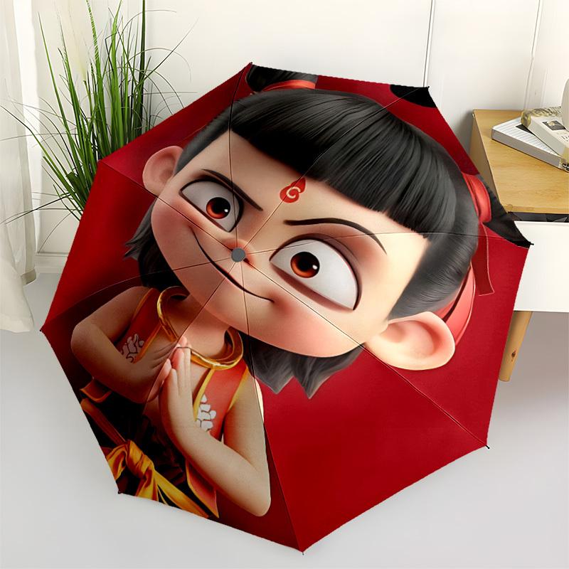 1pc Nezha Automatic Open/close Folding Portable Cute Windproof Umbrella  with 8-Ribs Structure for Women/Men, All Season Use Ideal for for Travel