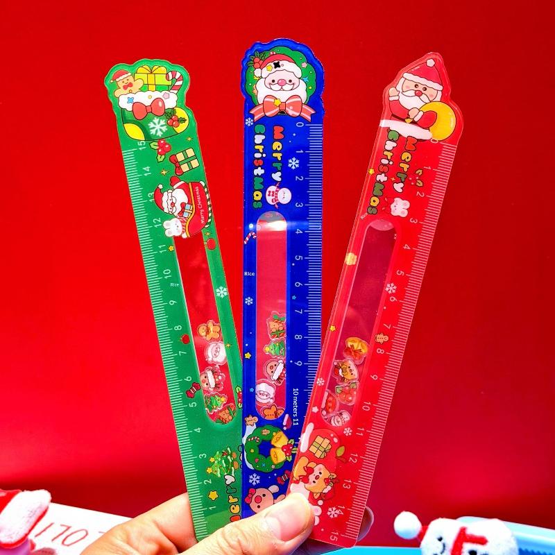 Cartoon Santa Claus Snowman Christmas Ruler Creative Drawing Painting Tool Reward Stationery Student Gift School Supplies