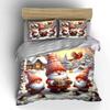 Christmas Gnomes In Snowy Scene Bedding Duvet Cover Set  (1*Duvet Cover 2*Pillowcases, Without Duvet Insert)