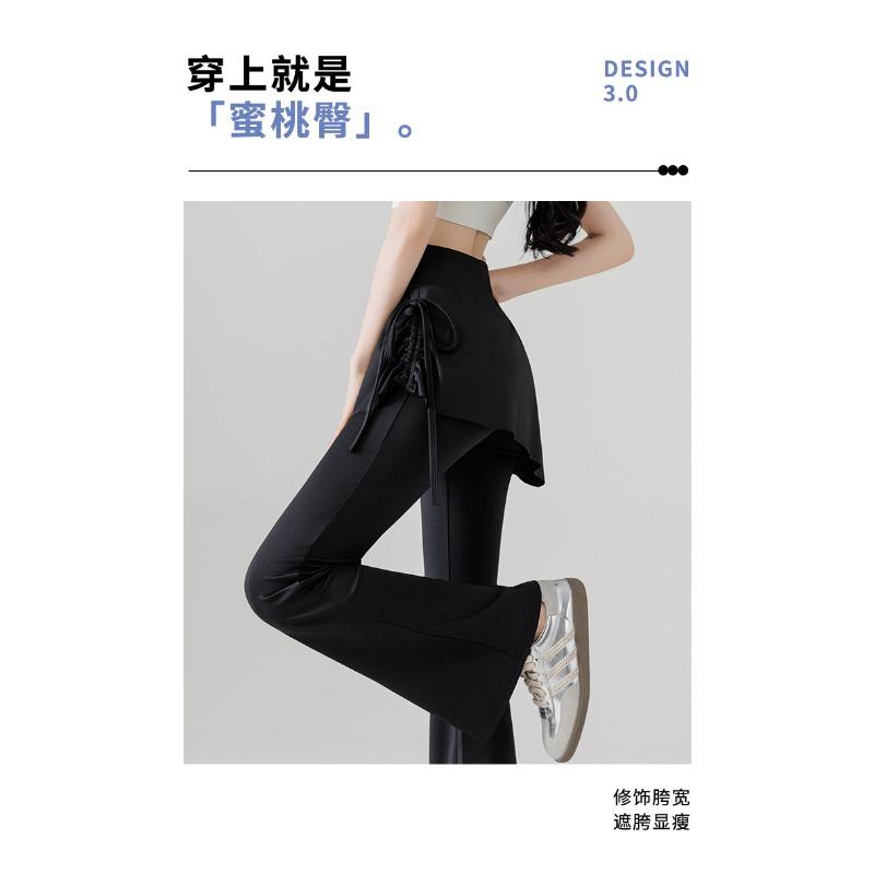 Women S Flared Pants Fake Two Piece Yoga Fitness High Waist Slim Leggings
