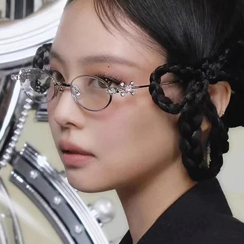 JYL Small Oval Sunglasses UV400 Women Rhinestone Steampunk Anti-Blue / 75072