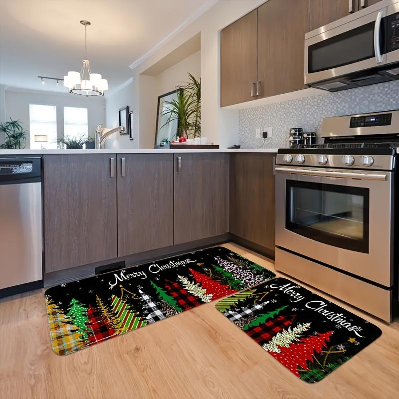 1 Stück Anti-Ermüdungs-Küchenteppich mit Aufschrift „Frohe Weihnachten“, wasserdicht, rutschfest, dick gepolstert, Küchenmatte, strapazierfähig, bequeme Stehmatte für die Küche
