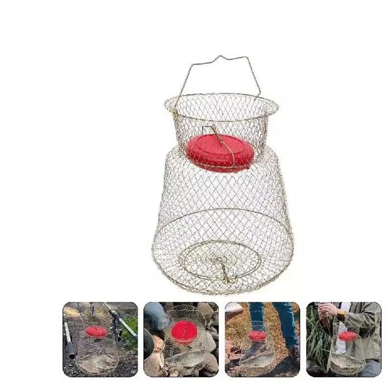 Outdoor portable iron fish basket net bag