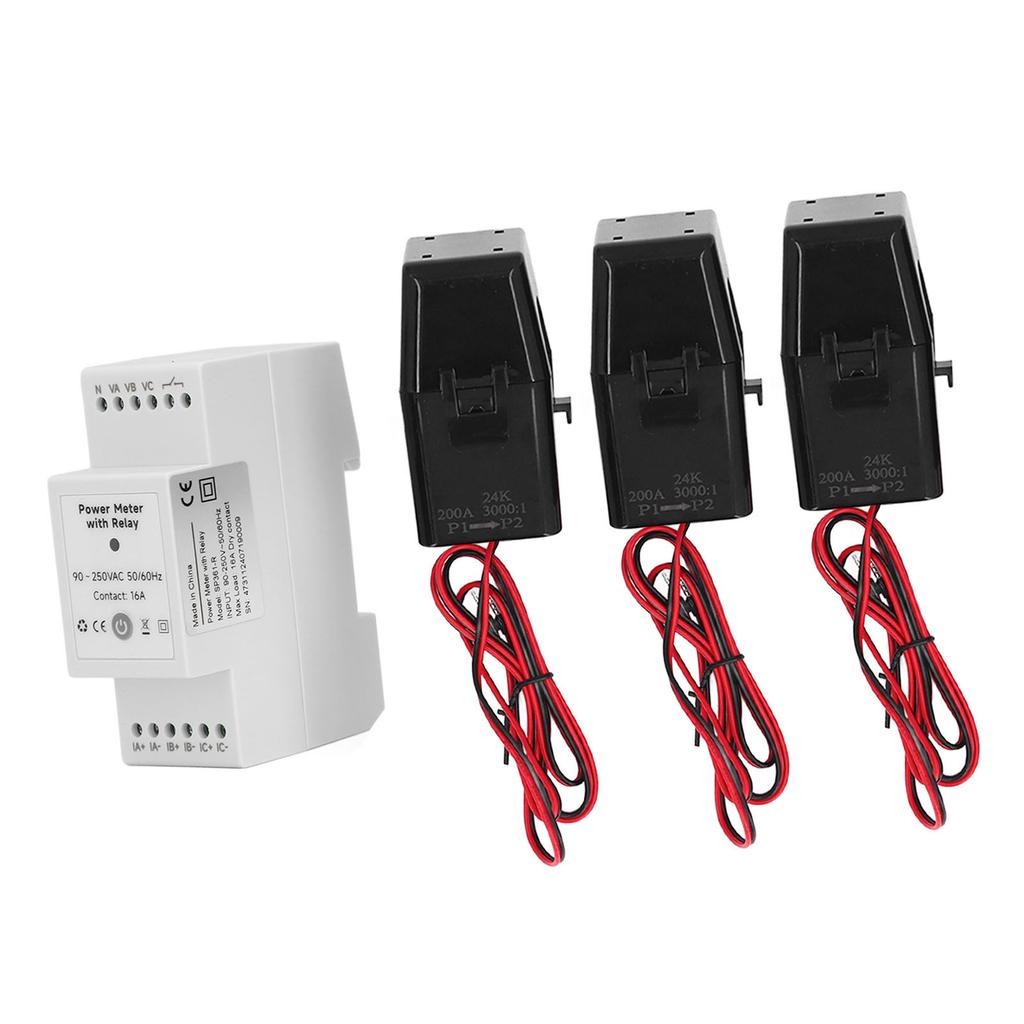 WiFi Smart Energy Meter with 3 200A Clamp Current Transformer 3 Phase 4 Wire KWh Power Meter for Sol
