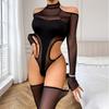 Women Sexy Exotic Bodysuit Set Thin See Through Hollow Out Romper Underwear Transparent Party Club Exotic Apparel