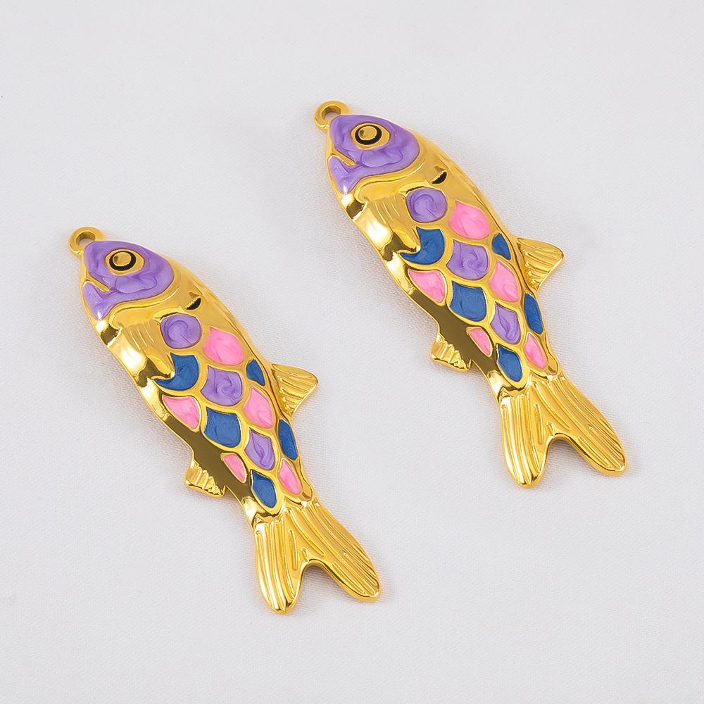 2pcs Stainless Steel Enamel Gold Plated 3D Fish Charms Star Shell Pendants DIY Boho Necklace Bracelet Earrings Jewelry Findings