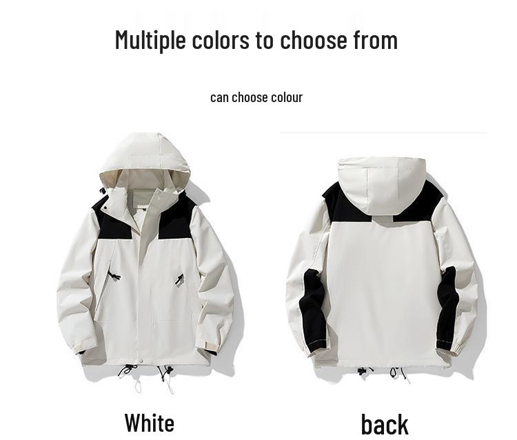Unisex Windproof & Waterproof Color Block Hooded Jacket for Spring/Autumn Hiking