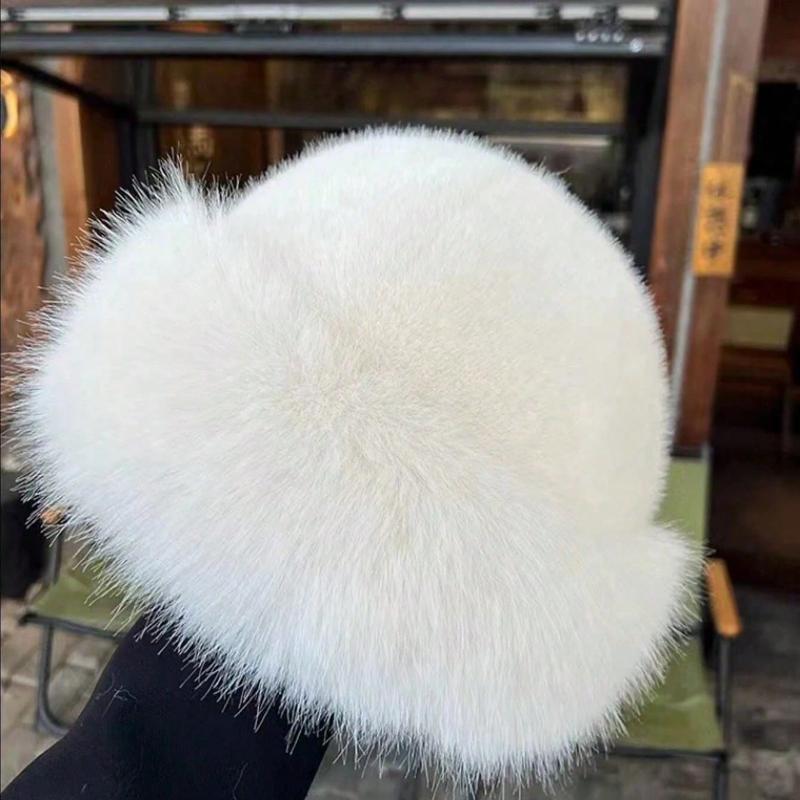 1pc Women Winter Furry Hat, European & Korean Style Warm Headwear, Solid Color Cute & Versatile, Thicker Design