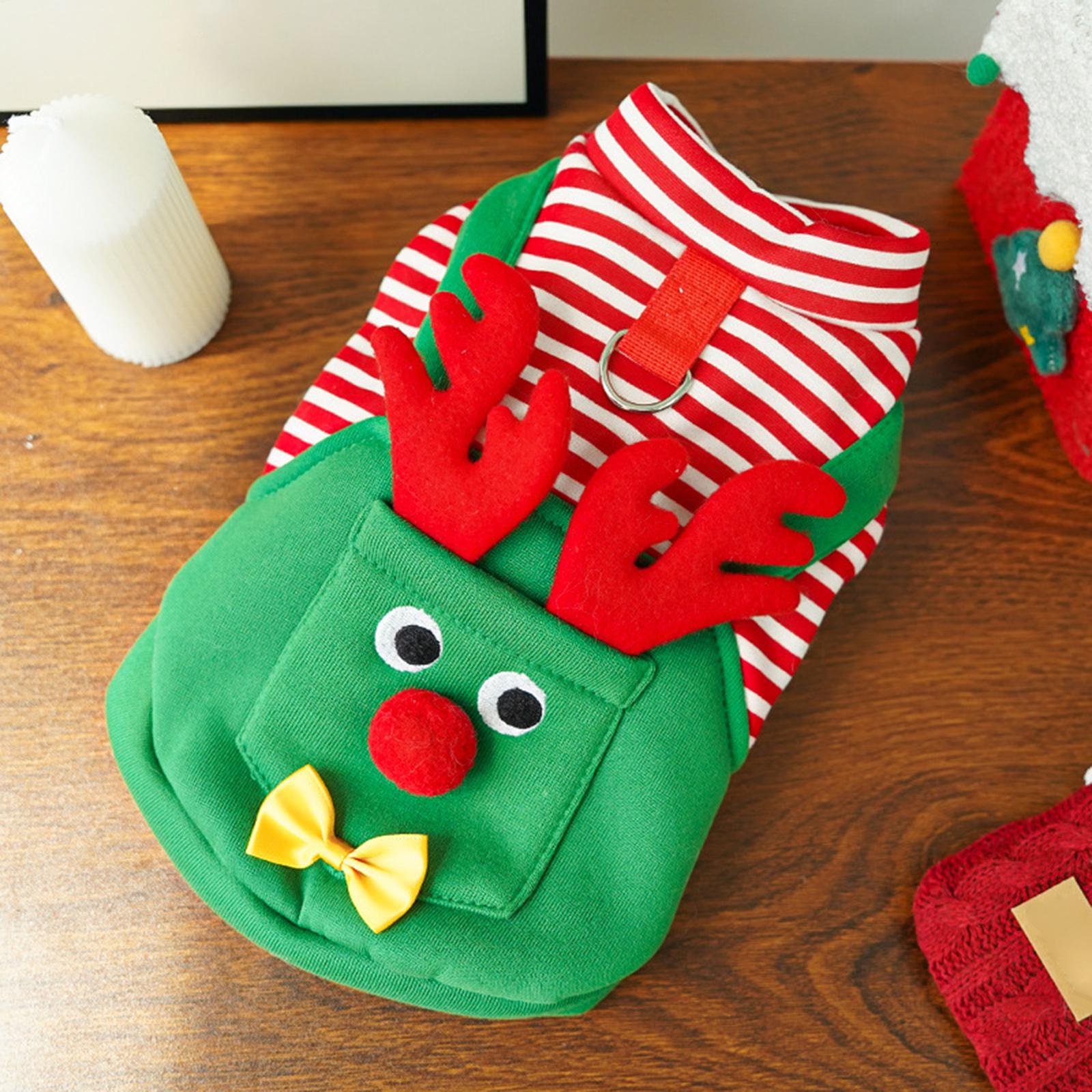 

Christmas Style Pet Clothes Fleece fabric is warm Reindeer Cosplay Happy Festival Coat Supplies for Puppy Dogs Cats XS зелёный