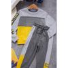 Text Printed Kangaroo Pocket Orange Boy Tracksuit Team 14987-1
