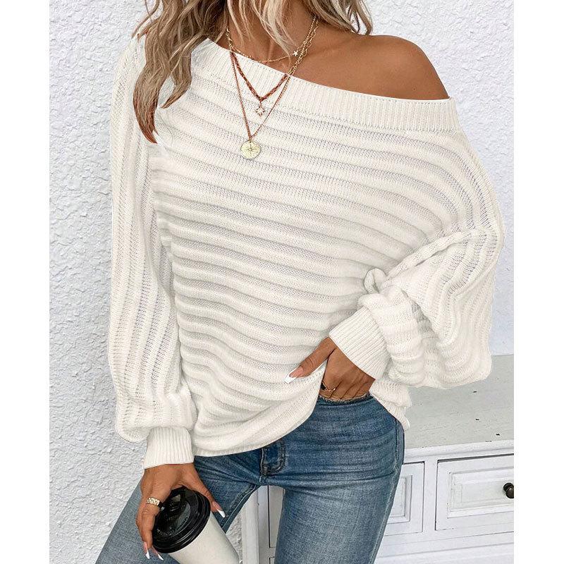 New Women's Solid Color Ribbed Knit Sweater Boat Neck Batwing Sleeves Oversized Pullover Soft Stretchable Casual Loose Top