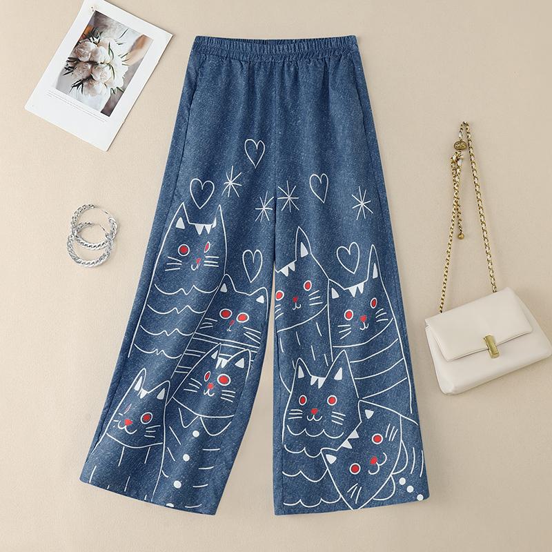 ZANZEA Women Casual Elastic Waist Loose Print Pants