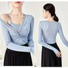 Women's Chinese Classical Dance Practice Outfit - Long Sleeve Top, Modern Slimming Design