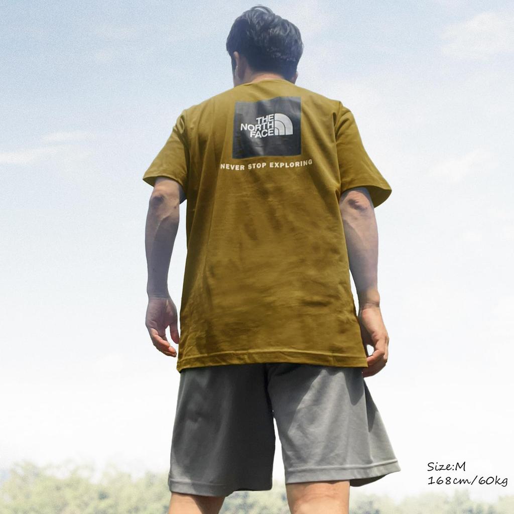 North Short Sleeve with Back Print Box Logo RED BOX Khaki Moss Green Size XL [The Face] Men's T-Shirt TEE, [Used]