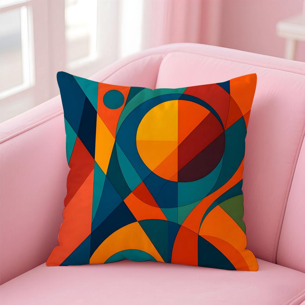 GGeometric Abstract Art Cushion Cover Pillow Case Soft Friendly Fabric  Concealed Zipper