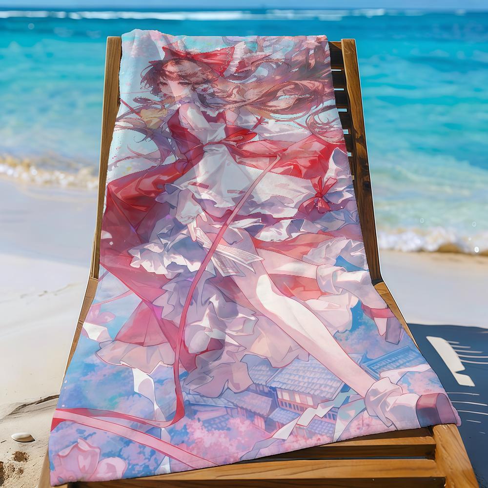 Game Reimu Hakurei T-Touhou P-Projects Towel Sports Quick Dry Travel Camping Gear Sandproof Soft Light Large Beach Towel