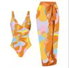 Europäischer Print-Bikini 2025 mit Sonnenschutz-Gaze-Rock - Resort-Bademode