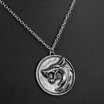 Gothic WICC Wild Hunt Wolf Head Metal Necklace for Men Medallion Pendant Chain Boho Style High Quality Jewelry