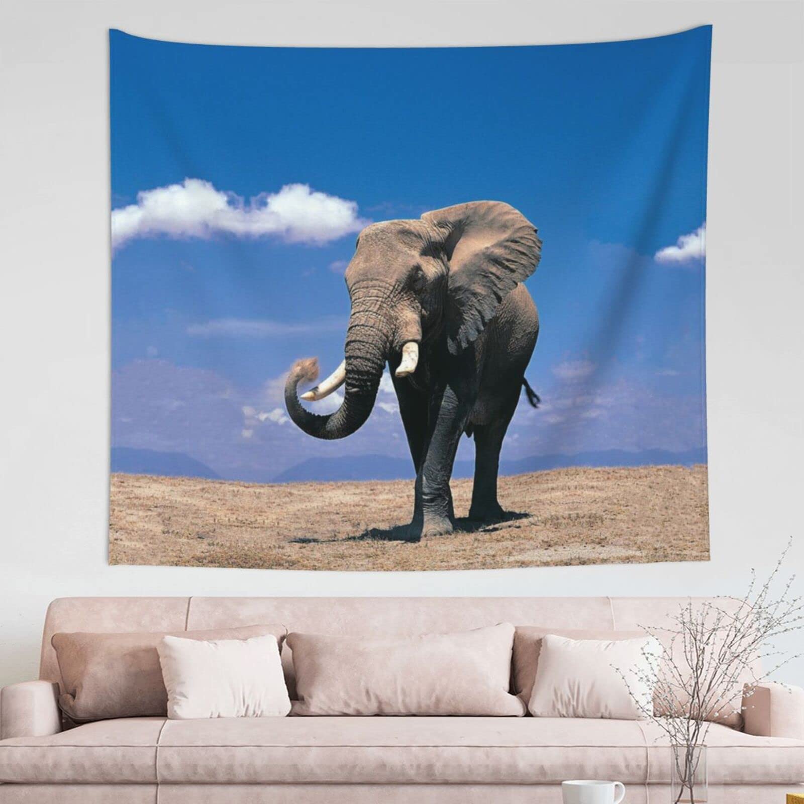 Гобелен с рисунком дикой природы в прериях африканского слона для дома — фото 10