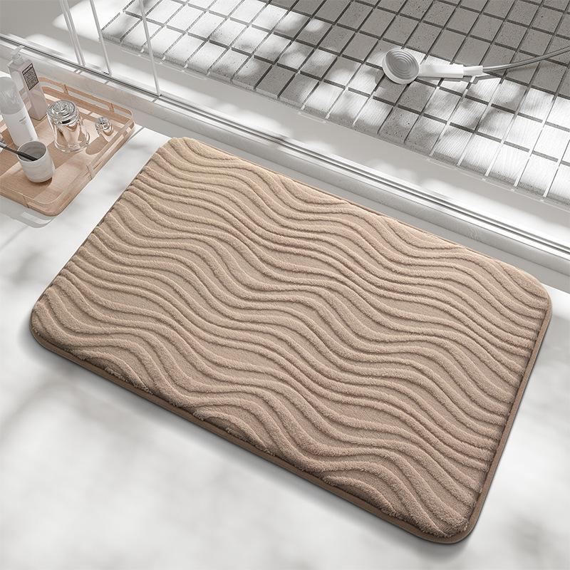 Bathroom Mat with Non-Slip PVC Backing, Absorbent Jacquard Plush Bath Rug, Machine Washable, 4 Size Options