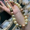 14Mm French Retro Color Mixed Color Beaded Necklace Neck Chain Autumn And Winter Essential Sweater Chain Collarbone Chain